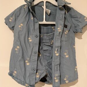Gerber Blue Palm Tree Short Set